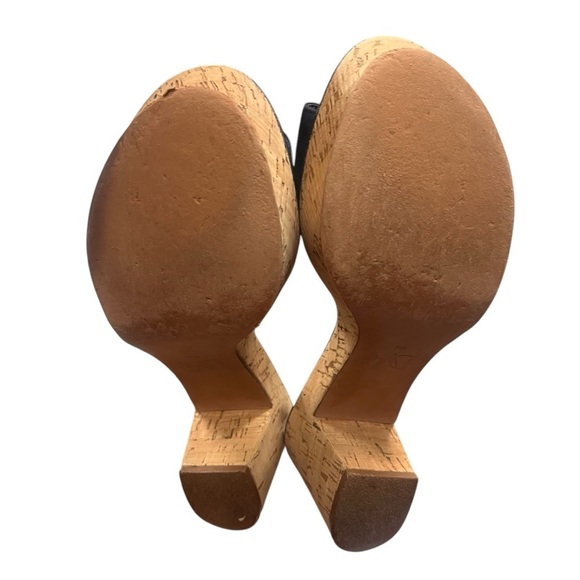 Diane von Furstenberg DVF Odelia Blue Suede Cork Open Toe Platform Sandals - 9 - Picture 9 of 13